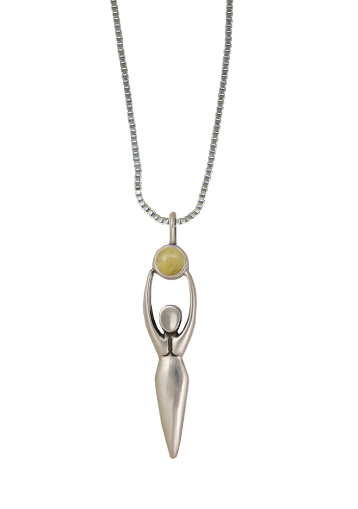 Sterling Silver Women Pendant With Yellow Aragonite